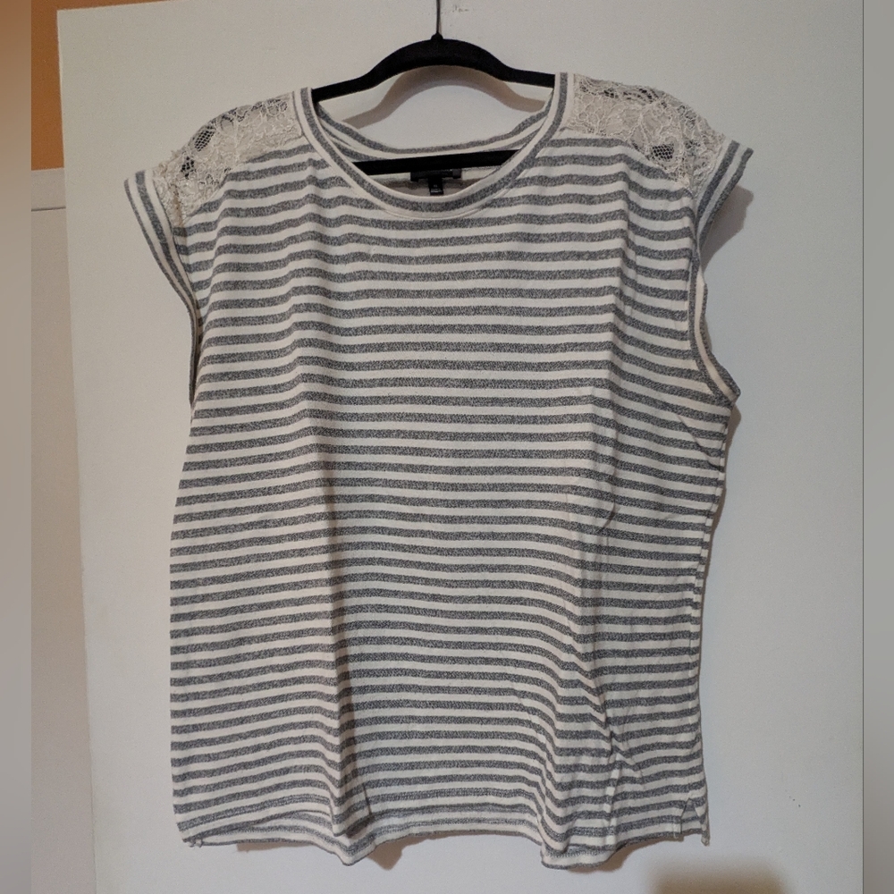 The Limited White and Gray Boxy Relaxed Tee